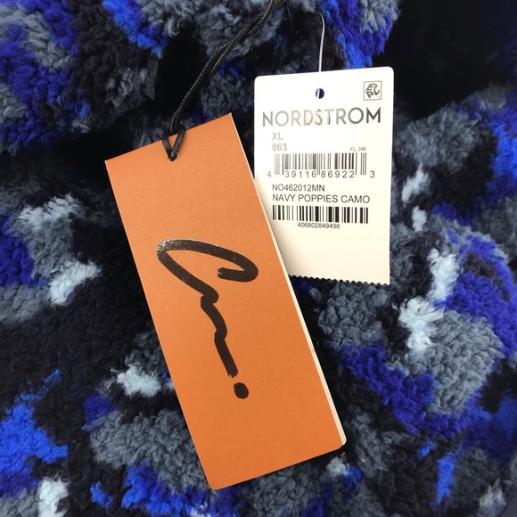 Nordstrom by Cristina Martinez Blue Camo Fleece Jacket Full Zip Size XL - Picture 6 of 9